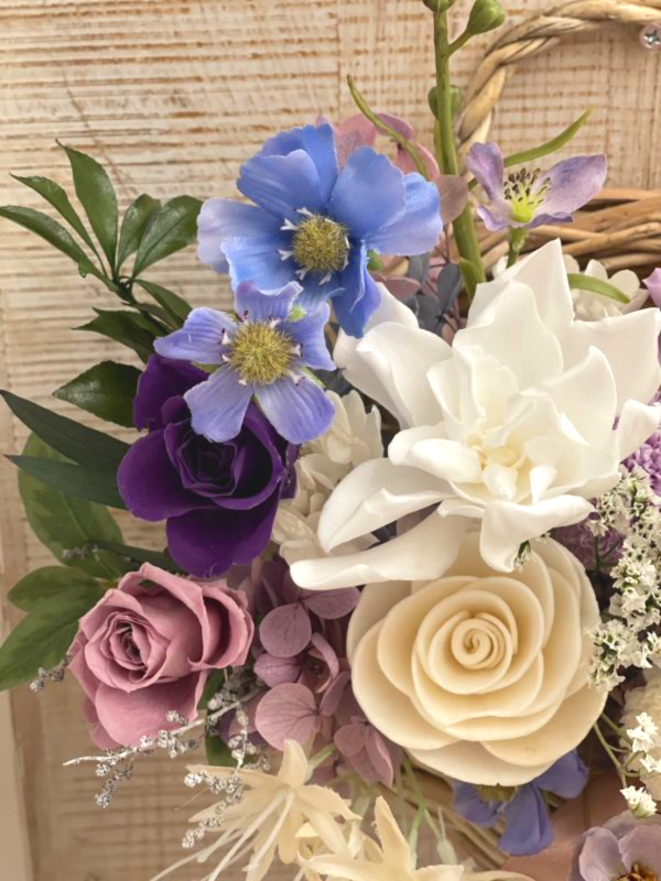 紫色浪漫_壁掛式永生花籃 壁掛式永生花籃,  不凋花, 乾燥花, 索拉花, 仿真花, 永生花