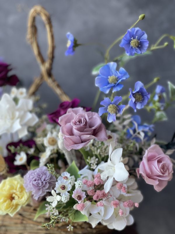 母親節特惠_Natural Design_永生花籃 祝賀花籃, 節慶永生花籃,   festival flower, table flower, basket flower, 不凋花, 乾燥花, 索拉花, 仿真花, 永生花