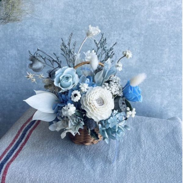 不凋小花籃 節慶永生花籃,   festival flower, table flower, basket flower, 不凋花, 乾燥花, 索拉花, 仿真花, 永生花