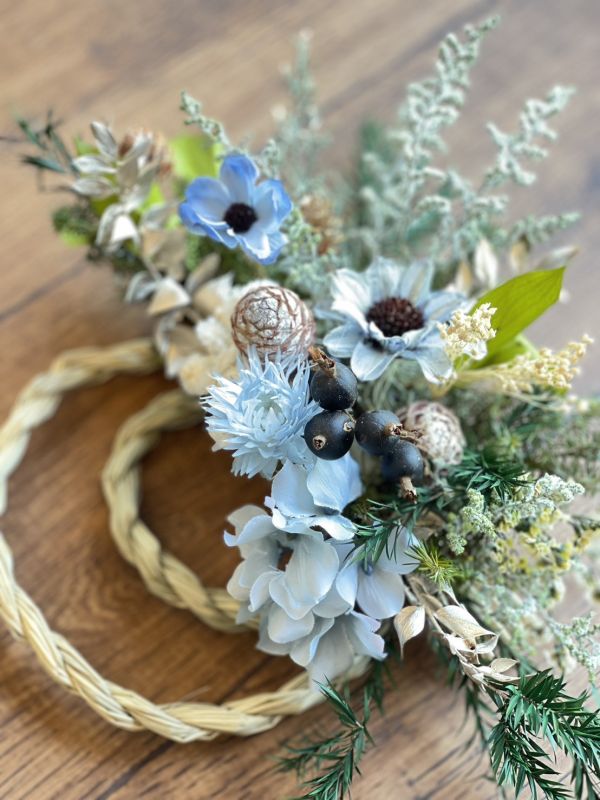 圓圓滿滿_注連繩(雙圈款) 注連繩,  不凋花, 乾燥花, 索拉花, 仿真花, 永生花,永生花課程,新年花禮, chinesenewyeargift, 過年居家布置, 過年花禮, 乾燥花, 擬真花, 日本大地農園, 
しめなわ, Shimenawa, 新年壁掛, 新年掛飾, 喜妹娜哇 , 以斯帖花園, 過年花禮, 企業花藝課程, 企業包班花藝