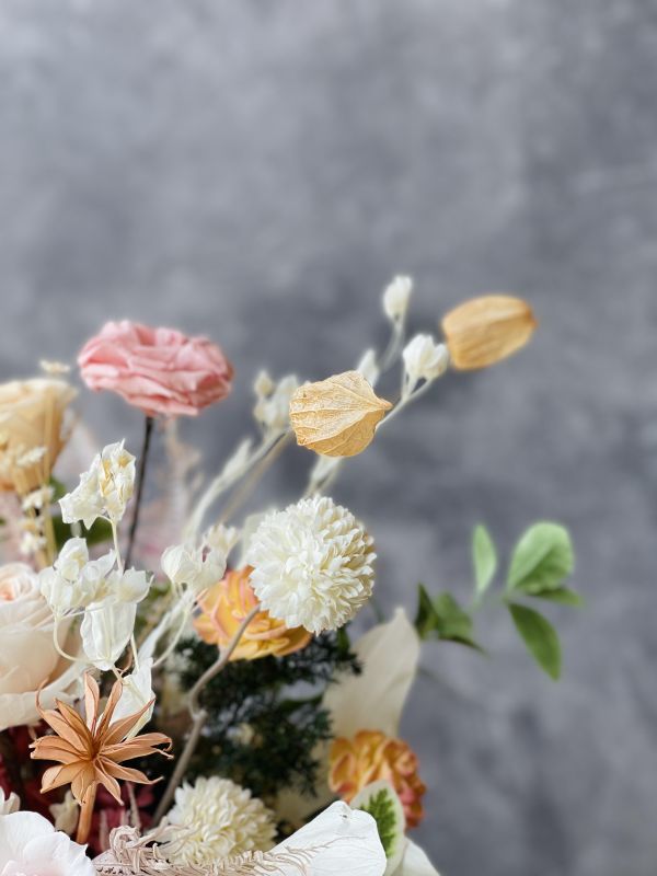 古典玫瑰桌花 擬真花, 古典玫瑰桌花,高腳古典桌花,  不凋花, 乾燥花, 索拉花, 仿真花, 永生花