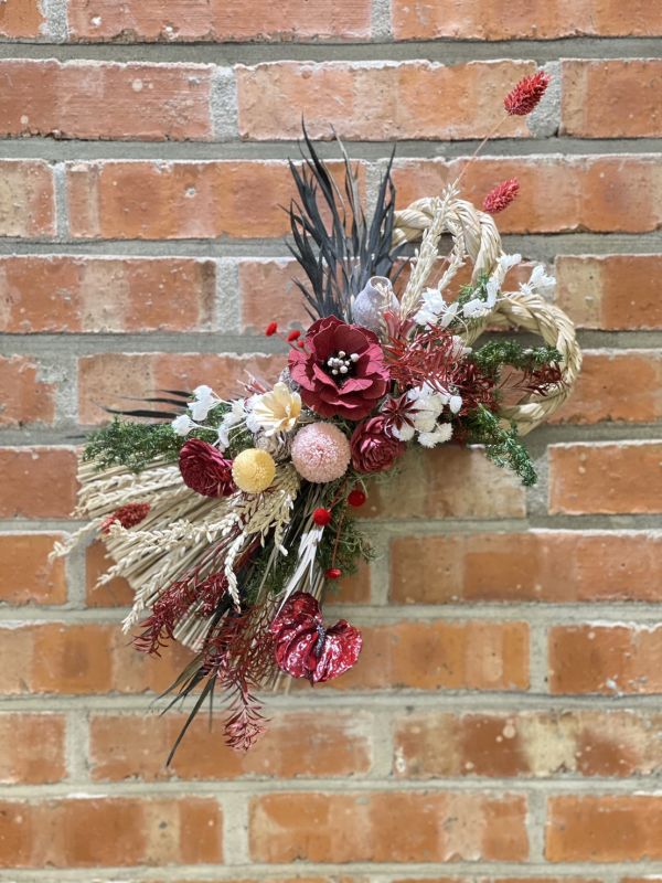 好事成雙_新年注連繩 注連繩,  不凋花, 乾燥花, 索拉花, 仿真花, 永生花,永生花課程,新年花禮, chinesenewyeargift, 過年居家布置, 過年花禮, 乾燥花, 擬真花, 日本大地農園, 
しめなわ, Shimenawa, 新年壁掛, 新年掛飾, 喜妹娜哇 , 以斯帖花園, 過年花禮, 企業花藝課程, 企業包班花藝