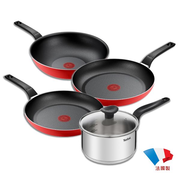 【Tefal 法國特福】4鍋幸福組(贈多功能迷你封口機) 