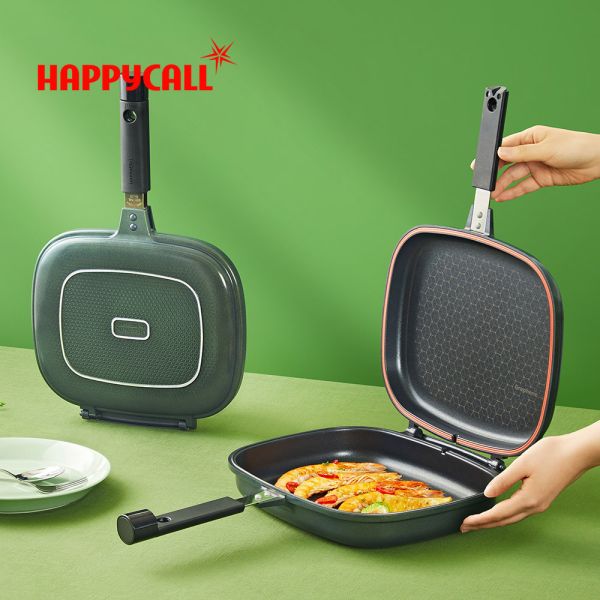 ＊芋圓團購＊【韓國HAPPYCALL】石墨烯鈦雙面鍋(加大-綠) 
