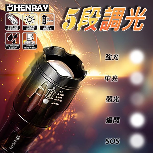 【亨睿兄弟】極鋒強光合金多功能手電筒 
