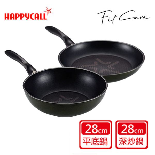 ＊芋圓團購＊【韓國HAPPYCALL】FITCARE鈦鑽石IH不沾28cm雙鍋組 