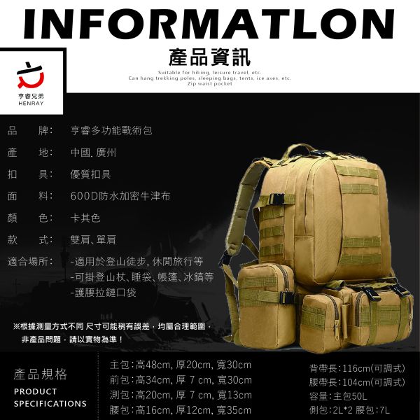 【亨睿兄弟】多功能戰術包(包裝不完整) 
