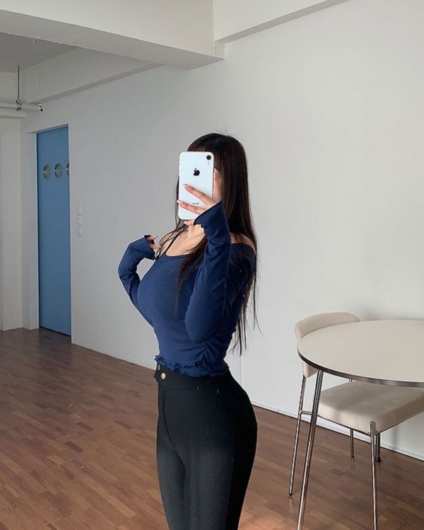 捲邊細肩背心+一字收腰上衣SET 