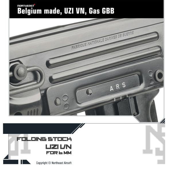Northeast Belgium "UZI VN" GBB SMG (Folding Stock ver.) Northeast,IMI,UZI VN,GBB,SMG,Folding Stock,Belgium,FN