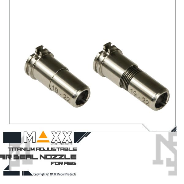 MAXX AEG Titanium Adjustable Air Seal Nozzle (19 - 22 mm) (High FPS) MAXX,AEG,Titanium,Adjustable,Air Seal,Nozzle,19 - 22 mm,High FPS,MX-NOZ1922TN