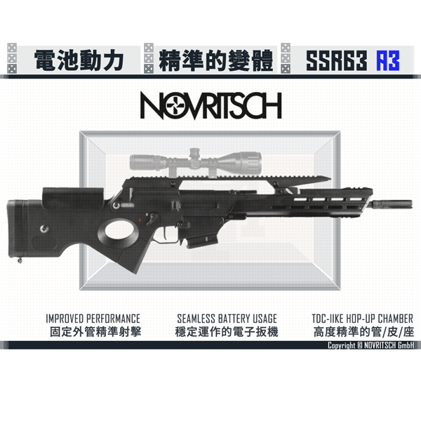 NOVRITSCH The SSR63 A3 Marksman AEG Rifle NOVRITSCH,SSR63 A3,G36,G36C,SL8,Marksman,DMR,AEG,Rifle,YMS AIRSOFT,YMS,AIRSOFT,YAMASHUN,TAIWAN AIRSOFT,AIRSOFT TAIWAN,亞瑪順,生存遊戲