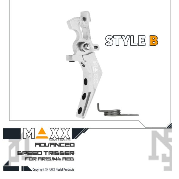 MAXX AEG Style B Advanced Speed Trigger (Silver) MAXX,AEG,Style B,Advanced,Speed Trigger,Silver,MX-TRG002SBS