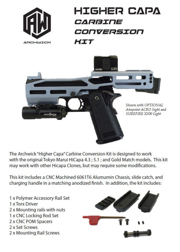 ArchwickArchwick CNC Hicapa PCC衝鋒套件 AW-PCC-002 ARCHWICK PCC HICAPA, Hi-Capa 轉卡賓, PCC 衝鋒套件, HiCapa Carbine Kit, Hi-Capa 改裝, Airsoft PCC Kit