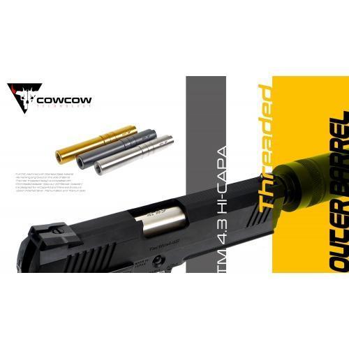 COWCOW SS CNC不鏽鋼製外管 .45刻字 for Capa 4.3 COWCOW OB1, Hi Capa外管, 不鏽鋼外管, 彩鈦外管, Hi Capa改裝, TM Hi Capa, 11mm正牙, GBB升級, CCT-TMHC-175, YMS
