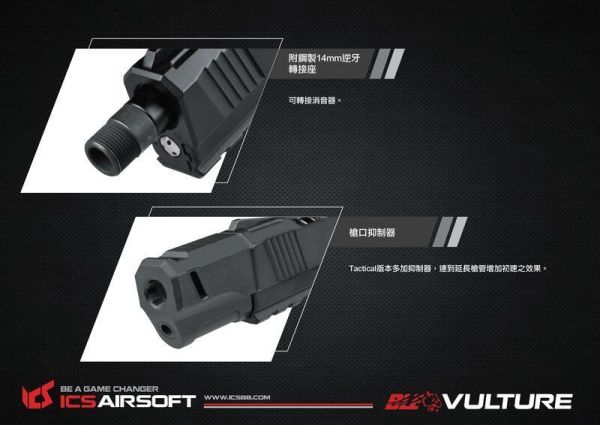 ICS Vulture 1911 GBB/CO2 手槍 ICS Airsoft, ICS AEG, ICS 空氣軟槍, AEG 電動槍, 分離式 Gearbox, ICS M4