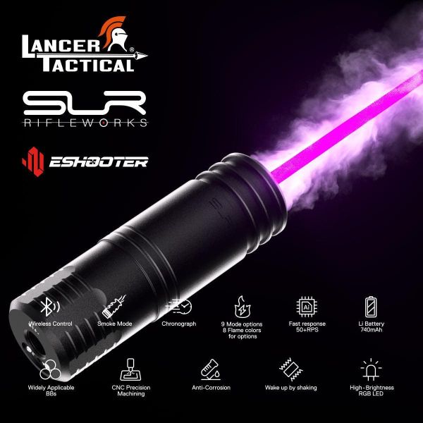 Eshooter X SLR Rifleworks 官方授權外觀 × Flare Smoky BT 智慧煙霧系統 Lancer Tactical, SLR Rifleworks, N.O.T.A.S., Flare Smoky BT, 曳光器, 煙霧曳光器, Tracer Unit, 假滅音器, Eshooter, YMS