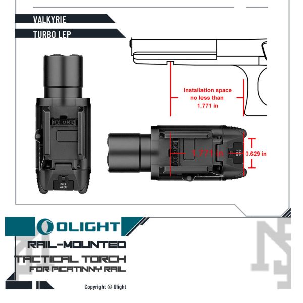 OLIGHT VALKYRIE TURBO LEP 小型戰術槍燈 (黑色/Black) OLIGHT,VALKYRIE,TURBO LEP,戰術,手電筒,YMS AIRSOFT,YMS,AIRSOFT,YAMASHUN,TAIWAN AIRSOFT,AIRSOFT TAIWAN,亞瑪順,生存遊戲