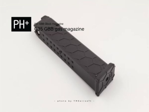 PH⁺ GLOCK 35發 長彈匣 蜂巢GBB瓦斯彈匣 YMS PH+, MARUI MWS, GBB 瓦斯槍, Tokyo Marui MWS 零件, GBB 改裝件, 瓦斯槍強化件, Airsoft GBB parts, PH+ MWS upgrade