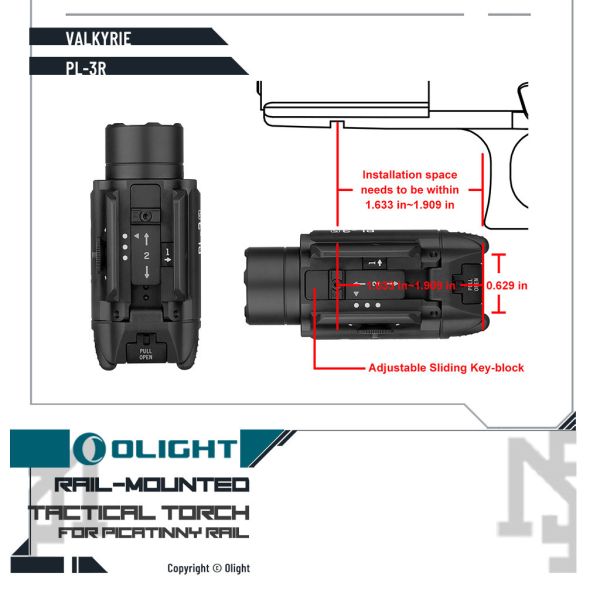 OLIGHT PL-3R VALKYRIE Tactical Flashlight (Black) OLIGHT,PL-3R,VALKYRIE,Tactical Light,Black,YMS AIRSOFT,YMS,AIRSOFT,YAMASHUN,TAIWAN AIRSOFT,AIRSOFT TAIWAN,亞瑪順,生存遊戲