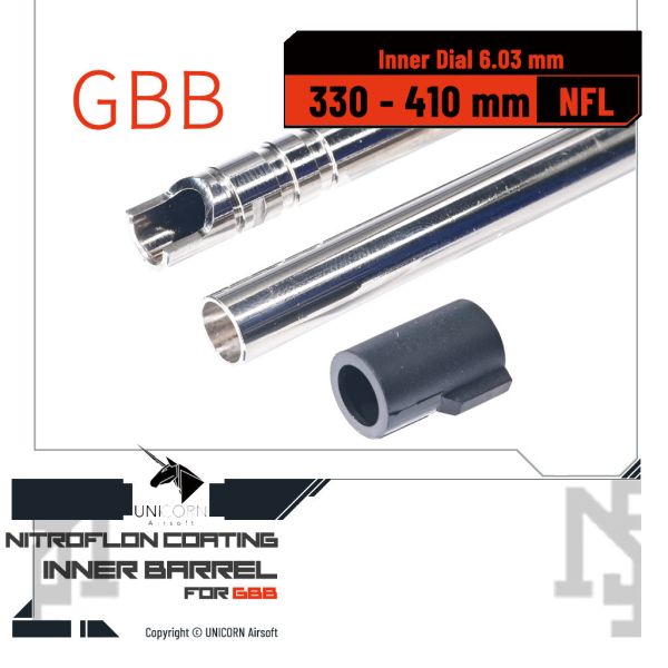 UNICORN Nitroflon GBB 6.03 mm Inner Barrel (330/370/410 mm) UNICORN,GBB,Nitroflon,6.03 mm,Inner Barrel,330 mm,370 mm,410 mm