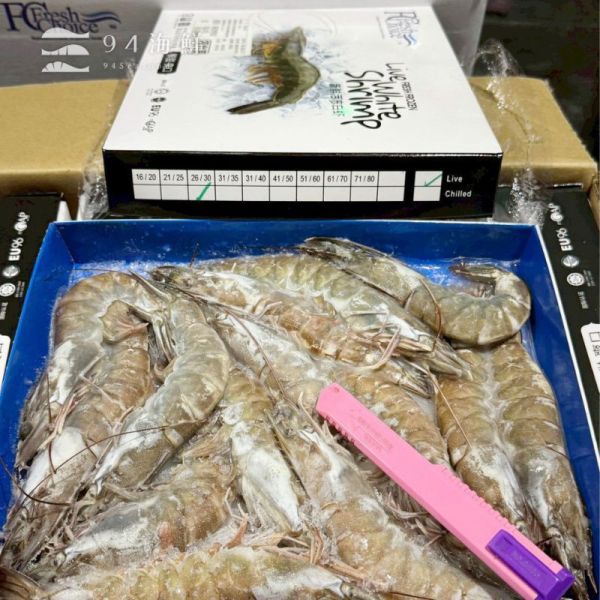 馬來活凍生白蝦(600克/盒)-黑盒 