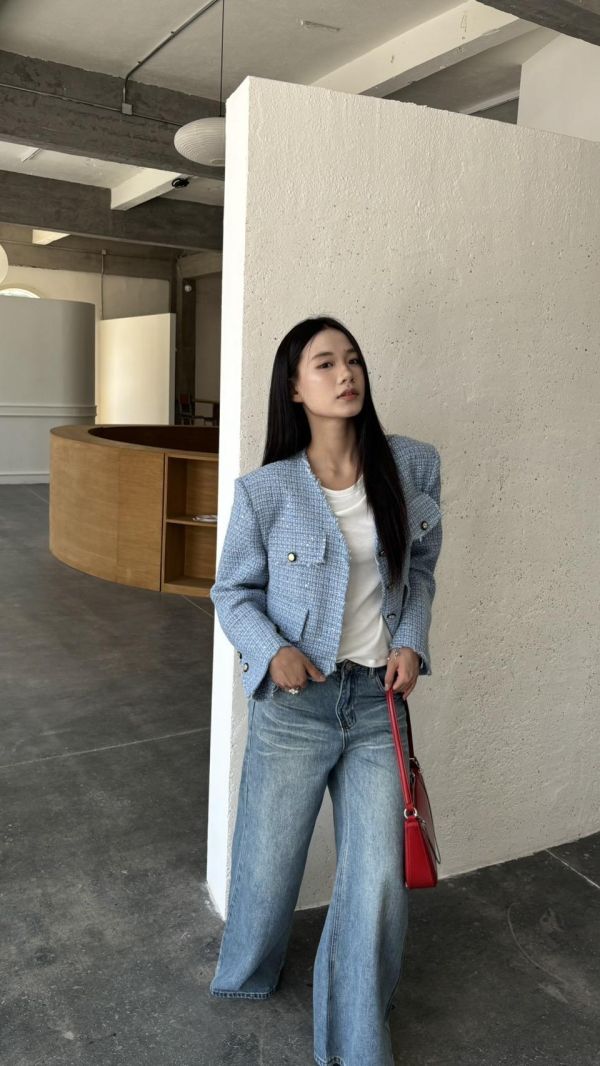 小香質感毛鬚外套（藍色） 