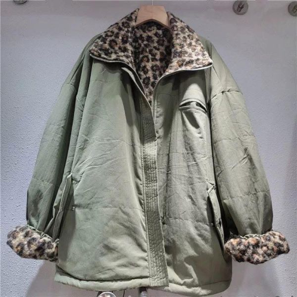 兩穿豹紋水洗軍外套 