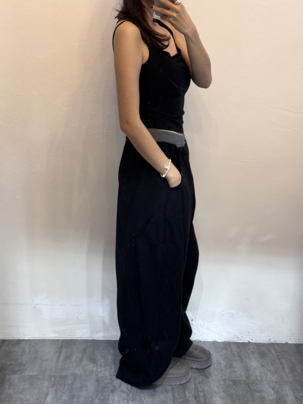 腰配色加絨衛褲 