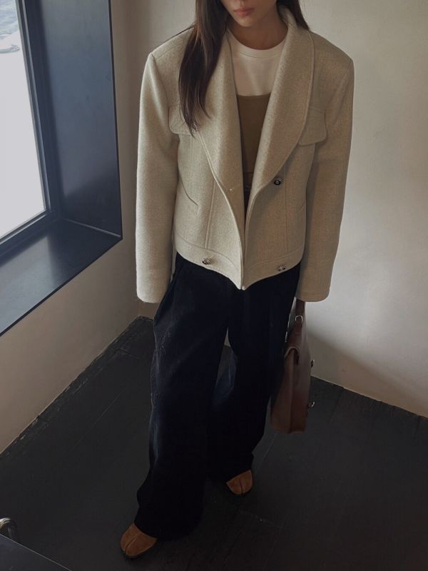 S20.時髦翻領毛呢外套 