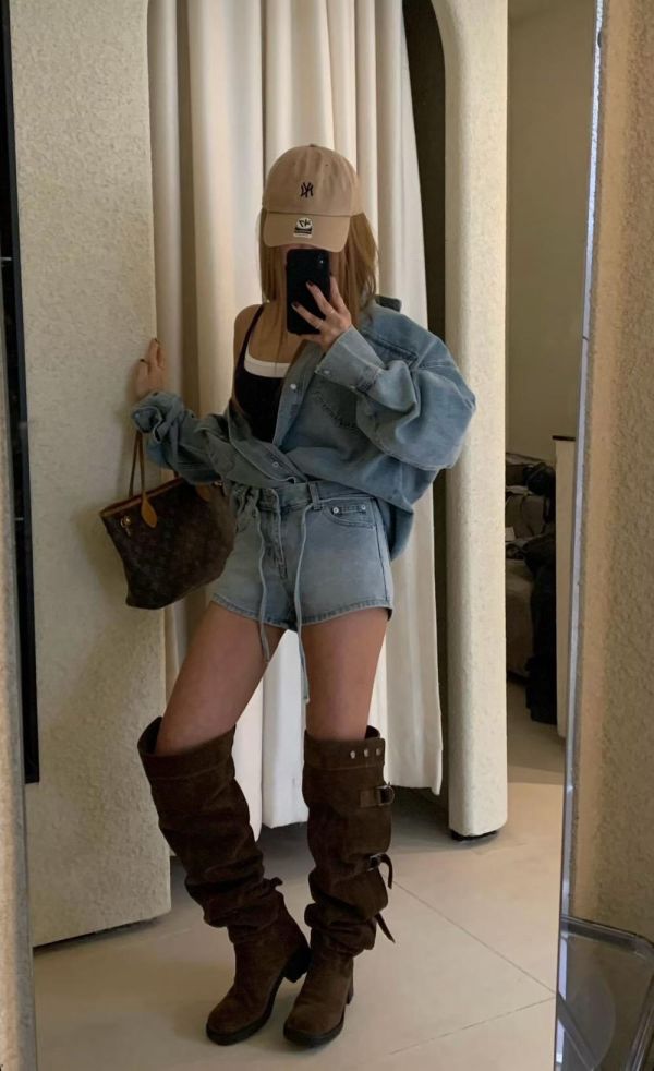 復古水洗牛仔襯衫 