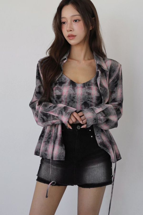 S012.水墨感襯衫背心 