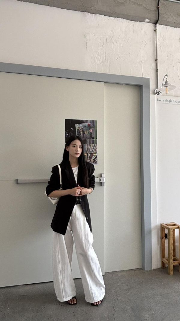 麻料挺版外套（黑色） 