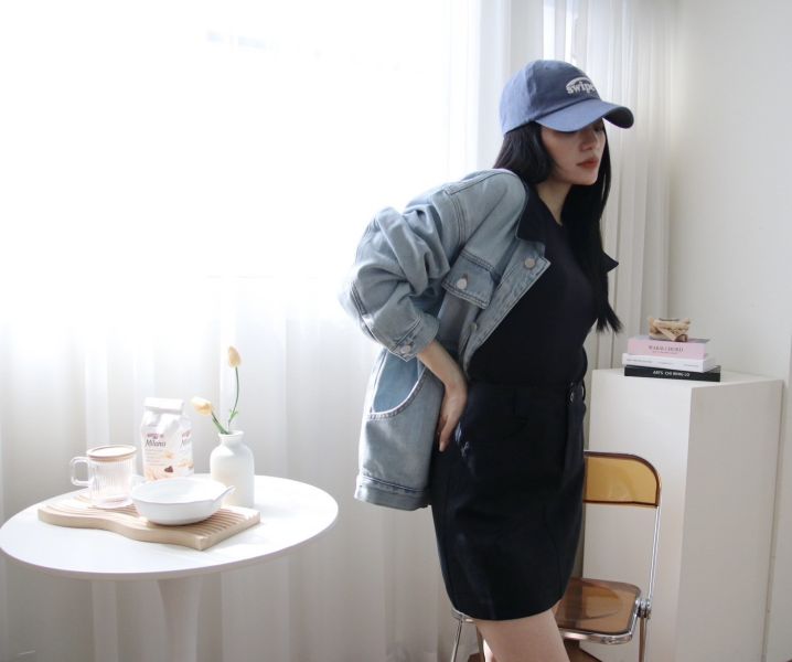 H14.撞色領牛仔外套 