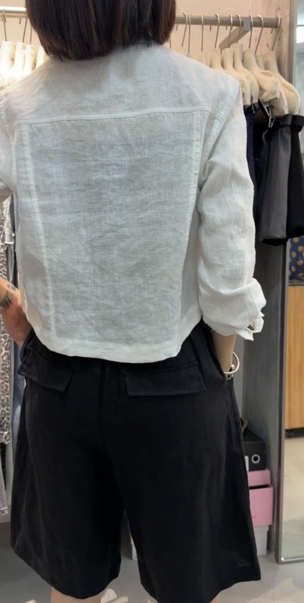亞麻簡約五分褲 