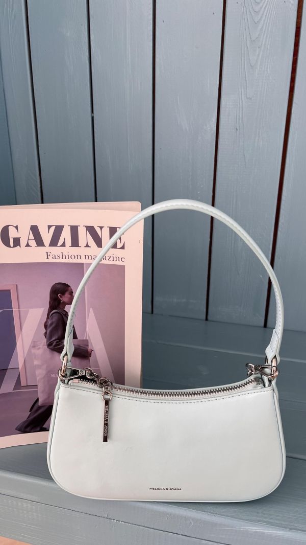 真皮藍色小眾腋下包 