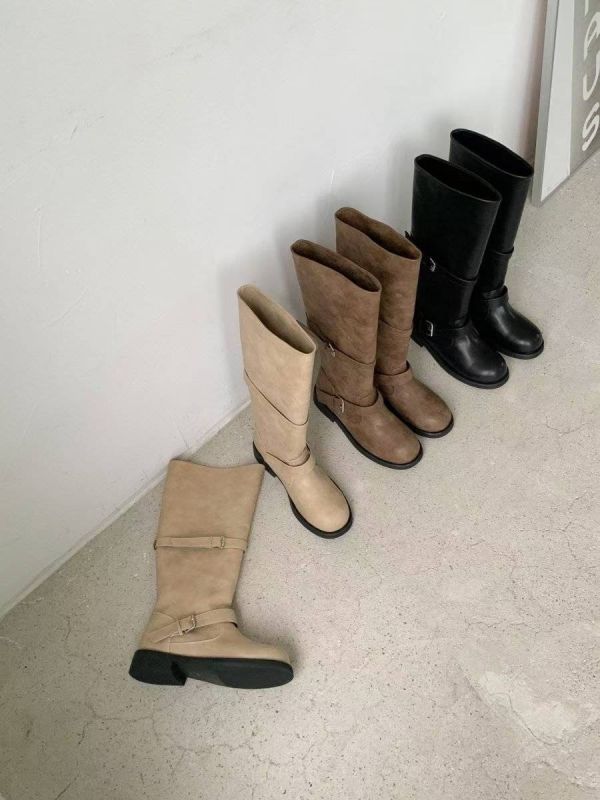 T015.皮革皮帶扣長靴 