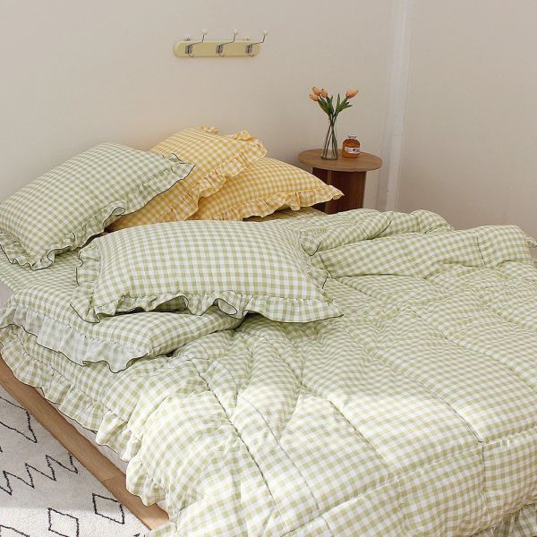 U02.格紋滾邊四季被 
