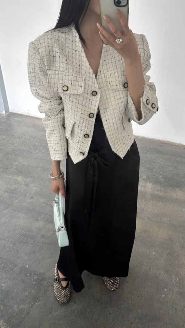 小香質感毛鬚外套（白色） 