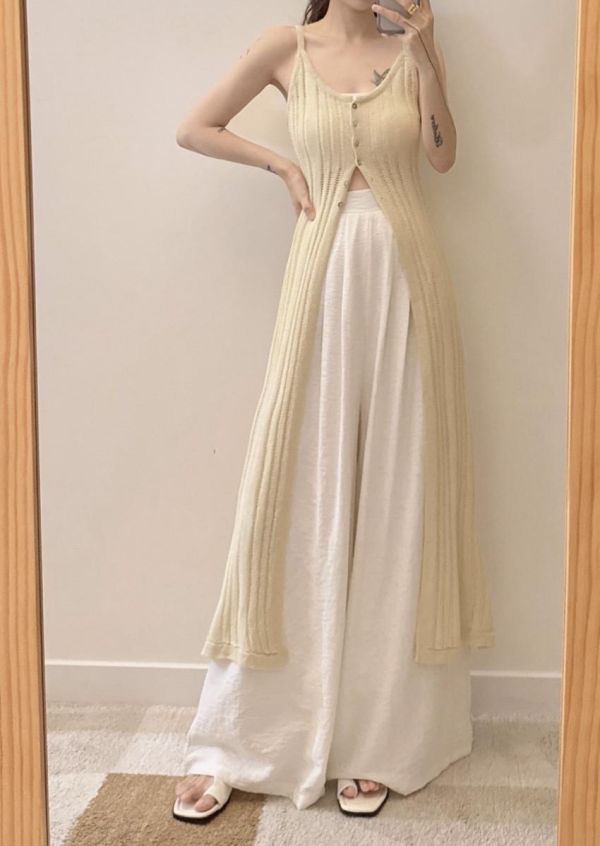 下開衩針織長版背心 