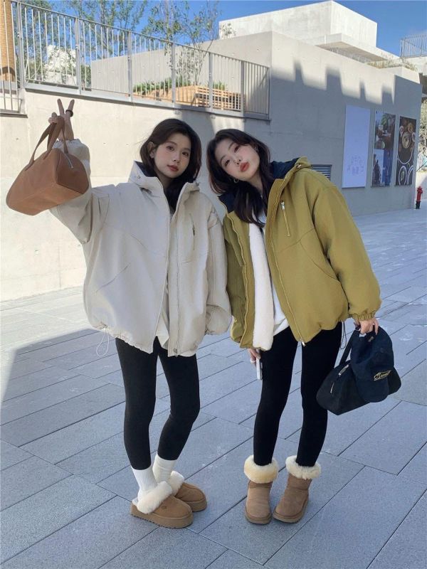 連帽防風內絨外套 