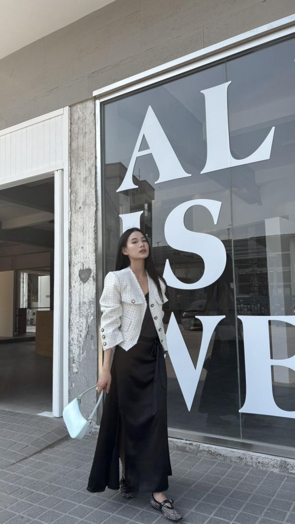 小香質感毛鬚外套（白色） 