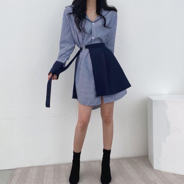 條紋附裙洋裝 