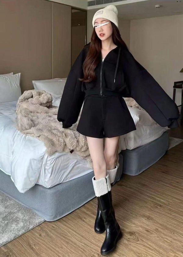 連帽空氣棉短褲SET 