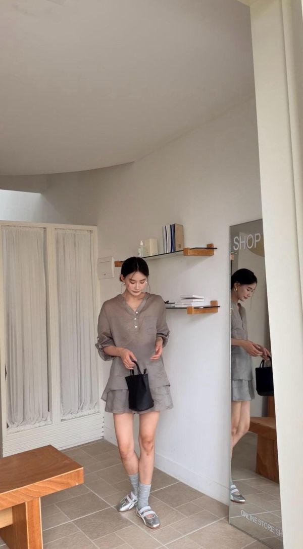 慵懶麻料套裝 