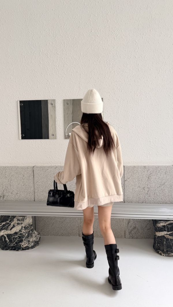 連帽短褲套裝（杏色） 