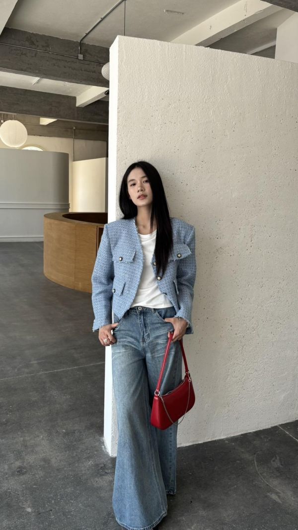 小香質感毛鬚外套（藍色） 