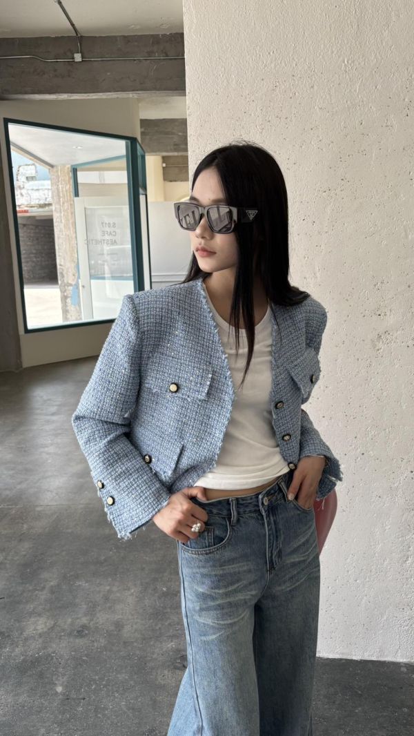 小香質感毛鬚外套（藍色） 