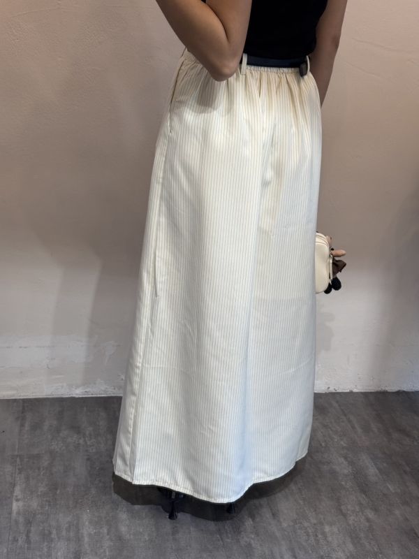 附帶條紋西裝長裙 