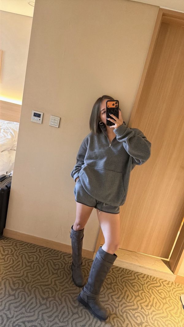 T01.休閒拉鍊短褲套裝 