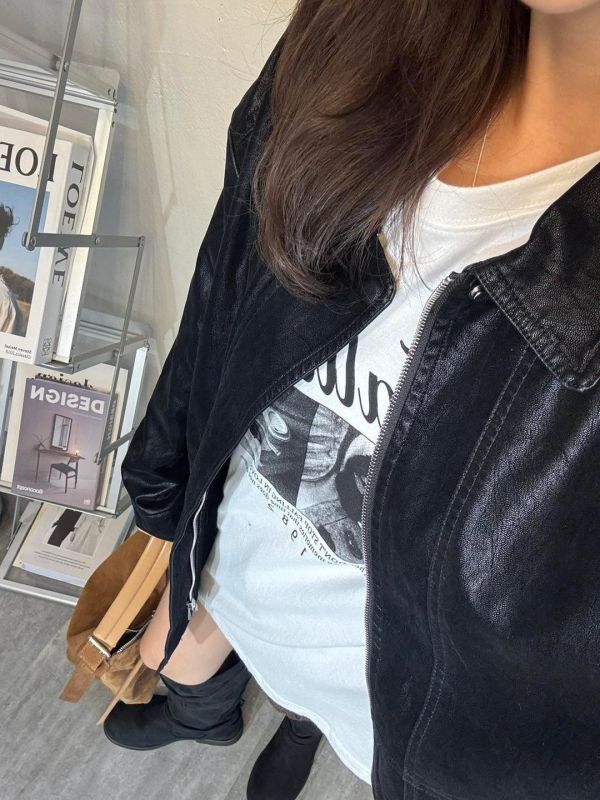 V013.帥氣麂皮仿皮革外套 